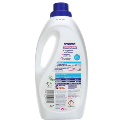 Ecozone Laundry Liquid - Non Bio: Plant-based, tough on stains, gentle on skin. 2L for 50 washes. Vegan & chemical-free.