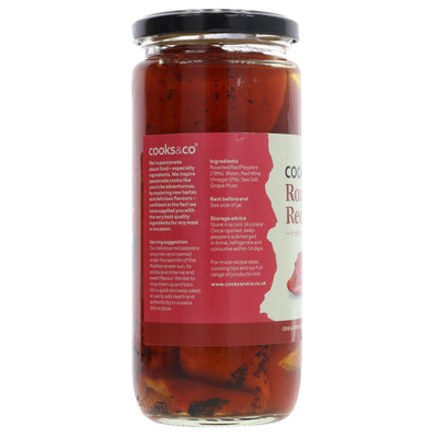 Cooks & Co Roasted Red Peppers - Mediterranean vegan peppers for salads, pasta, pizza & more. No VAT charged.