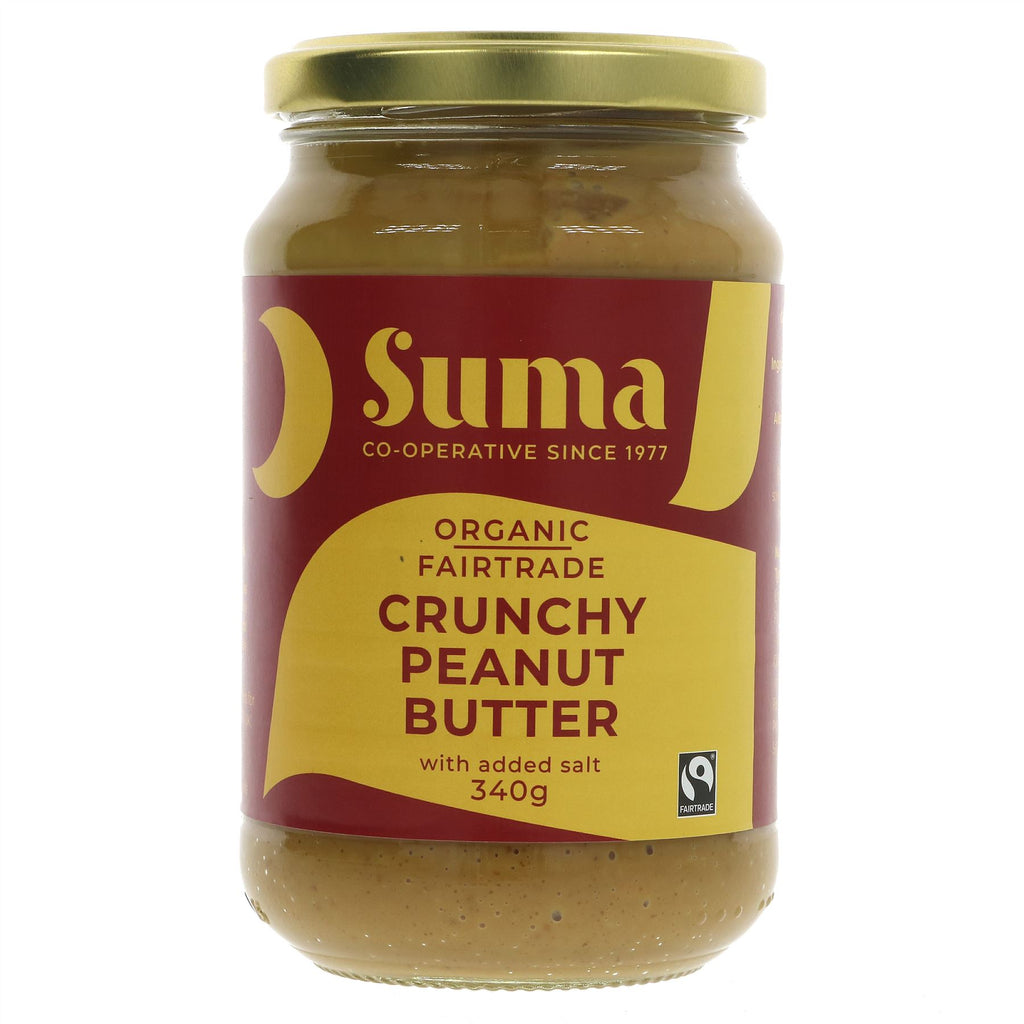 Suma Fairtrade Organic Peanut Butter - Crunchy + Salt | No Additives or Preservatives