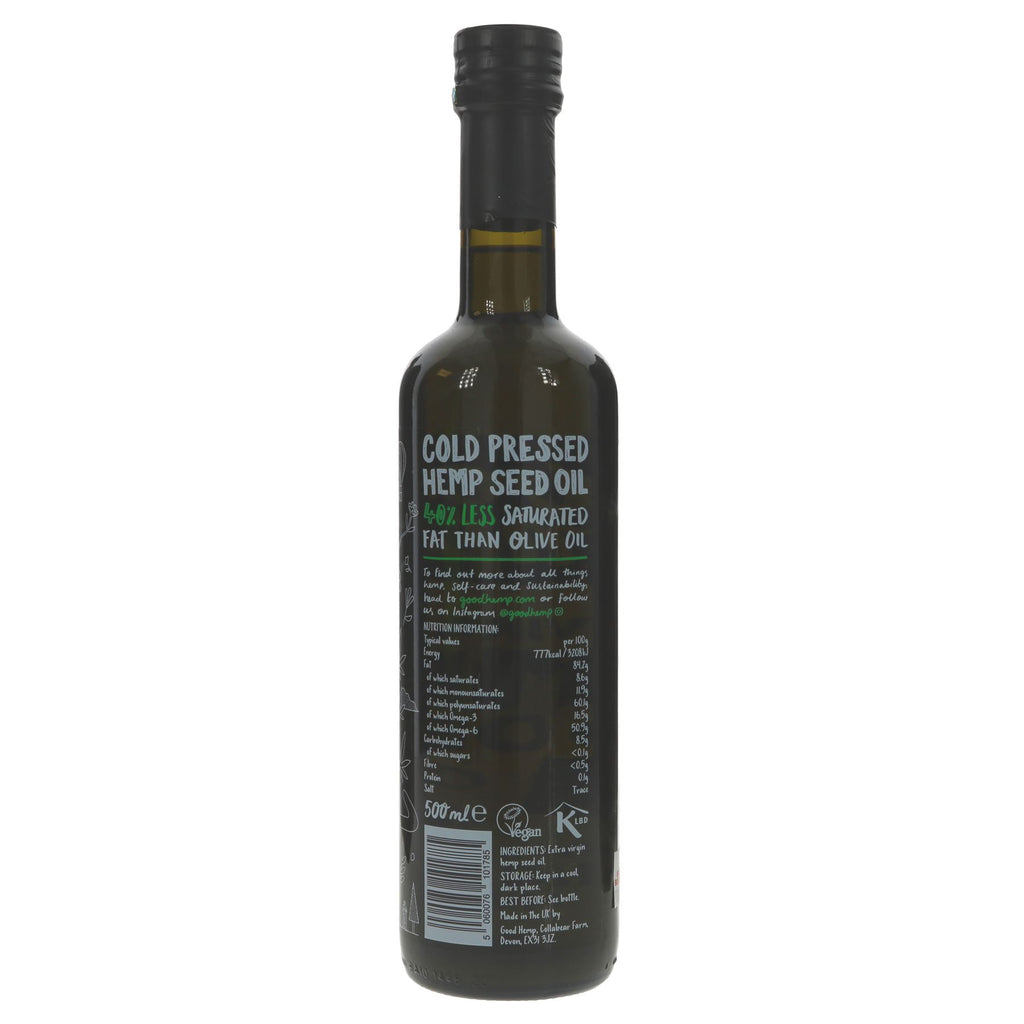 Good Hemp Extra Virgin Hemp Seed Oil - 500ml | Vegan & Mechanically Processed | Use in Recipes for a Healthy Boost