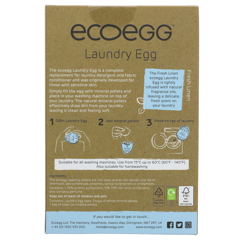 Vegan Ecoegg Laundry Egg - Fresh Linen Scent, 70 washes. No detergent or fabric conditioner needed. Perfect for sensitive skin.