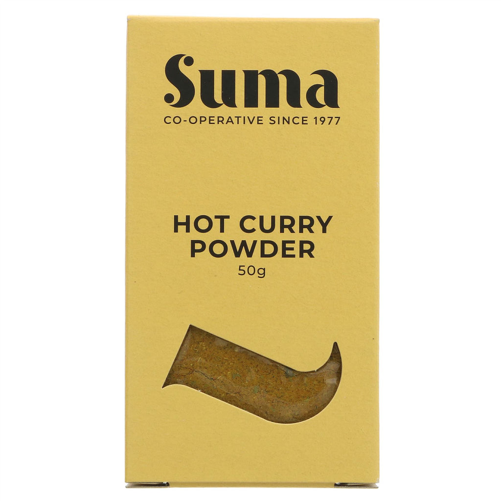 Suma's Hot Curry Powder: Vegan blend for curries, soups, stews & more. No VAT charged.