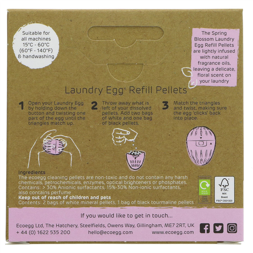 Ecoegg Laundry Egg Refills - 50 Washes, Spring Blossom: The vegan, all-in-one laundry solution that saves detergent and smells like fresh flowers.