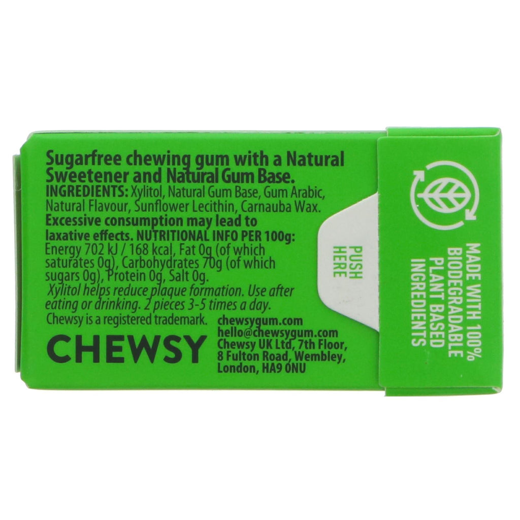Chewsy's Spearmint Gum: Vegan, Gluten-Free, Plastic-Free & Biodegradable. Made with real ingredients to refresh your breath guilt-free.