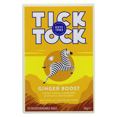 Tick Tock | Ginger Boost - Ginger, Lemon, Elderberry | 20 bags
