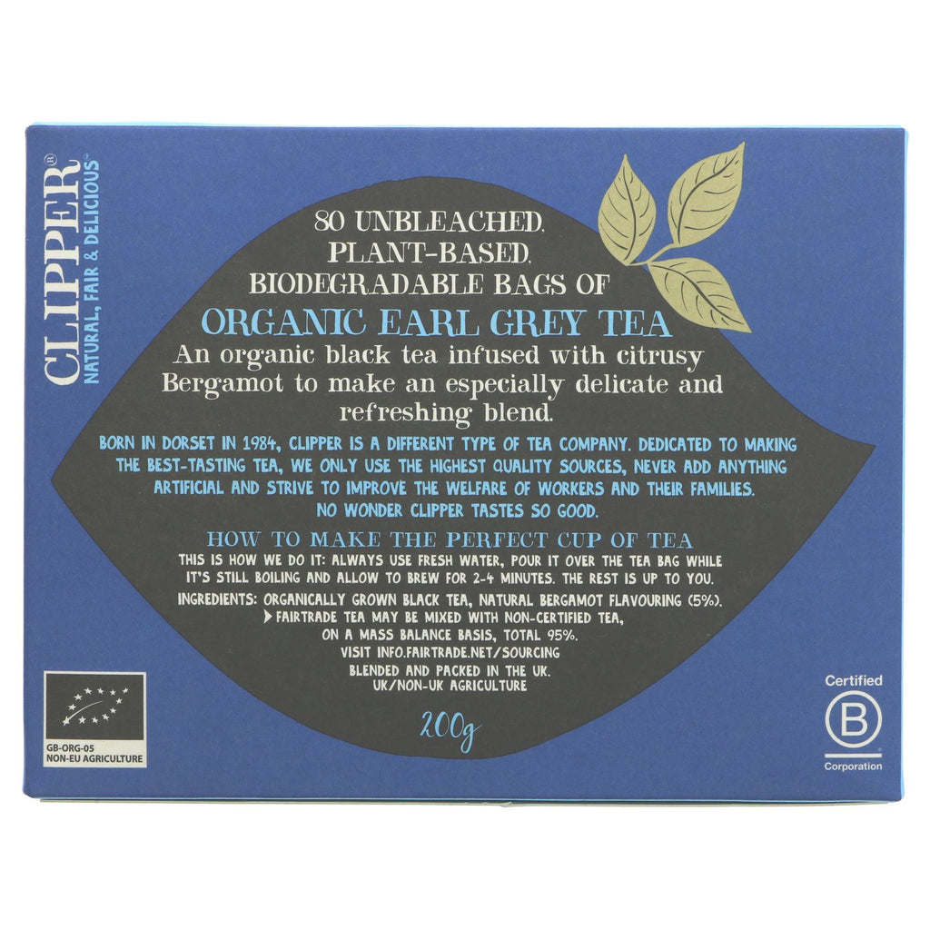 Fairtrade organic vegan Earl Grey tea - 80 bags