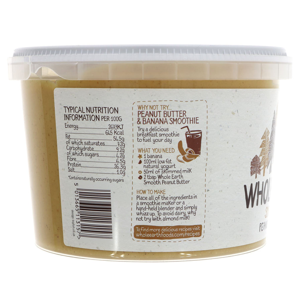 Gluten-Free, Vegan Peanut Butter - 1kg by Whole Earth. Perfect spread for toast, smoothies or baking. No VAT.