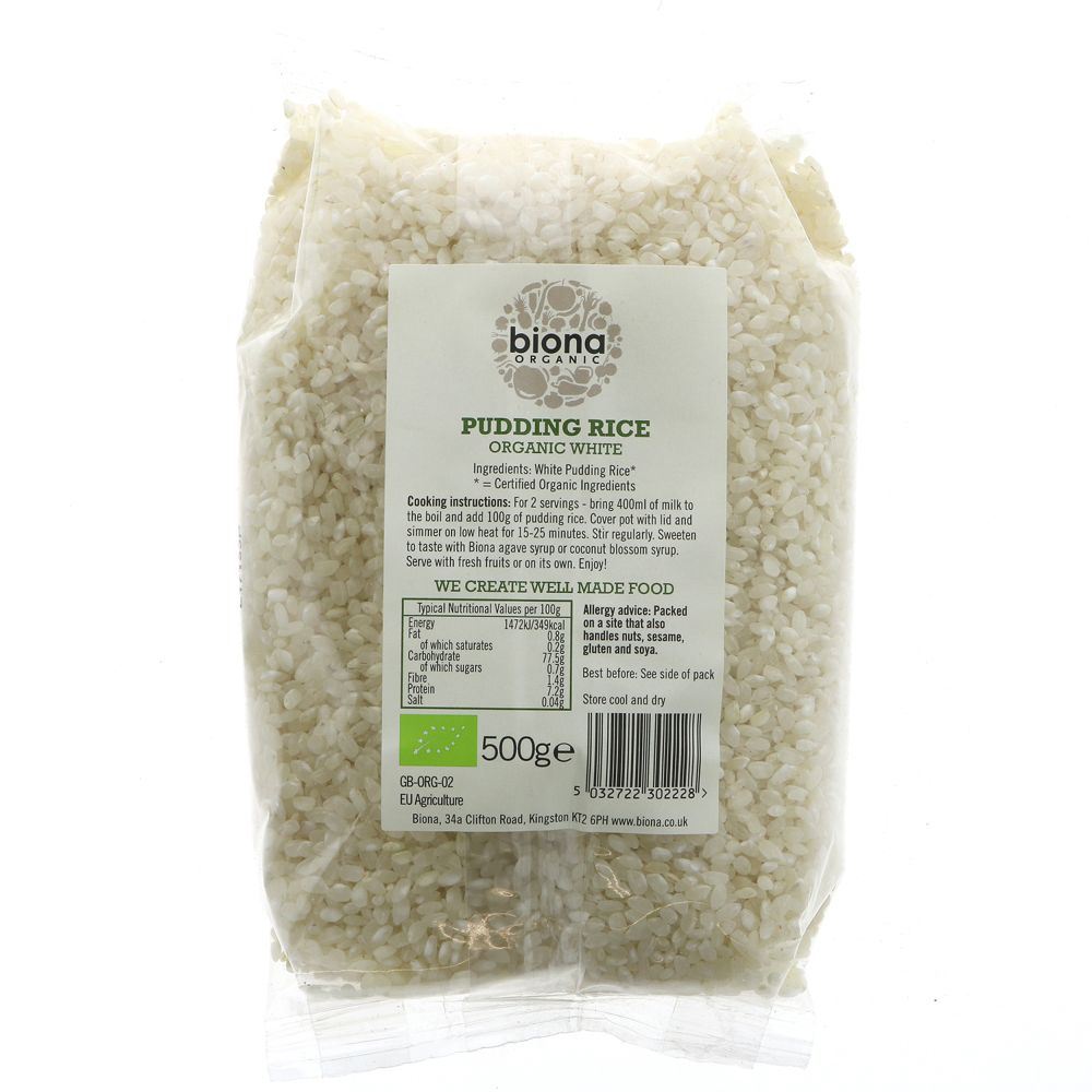 Organic and Vegan Pudding Rice perfect for traditional rice pudding. No VAT charged. Part of Food and Drink collection.