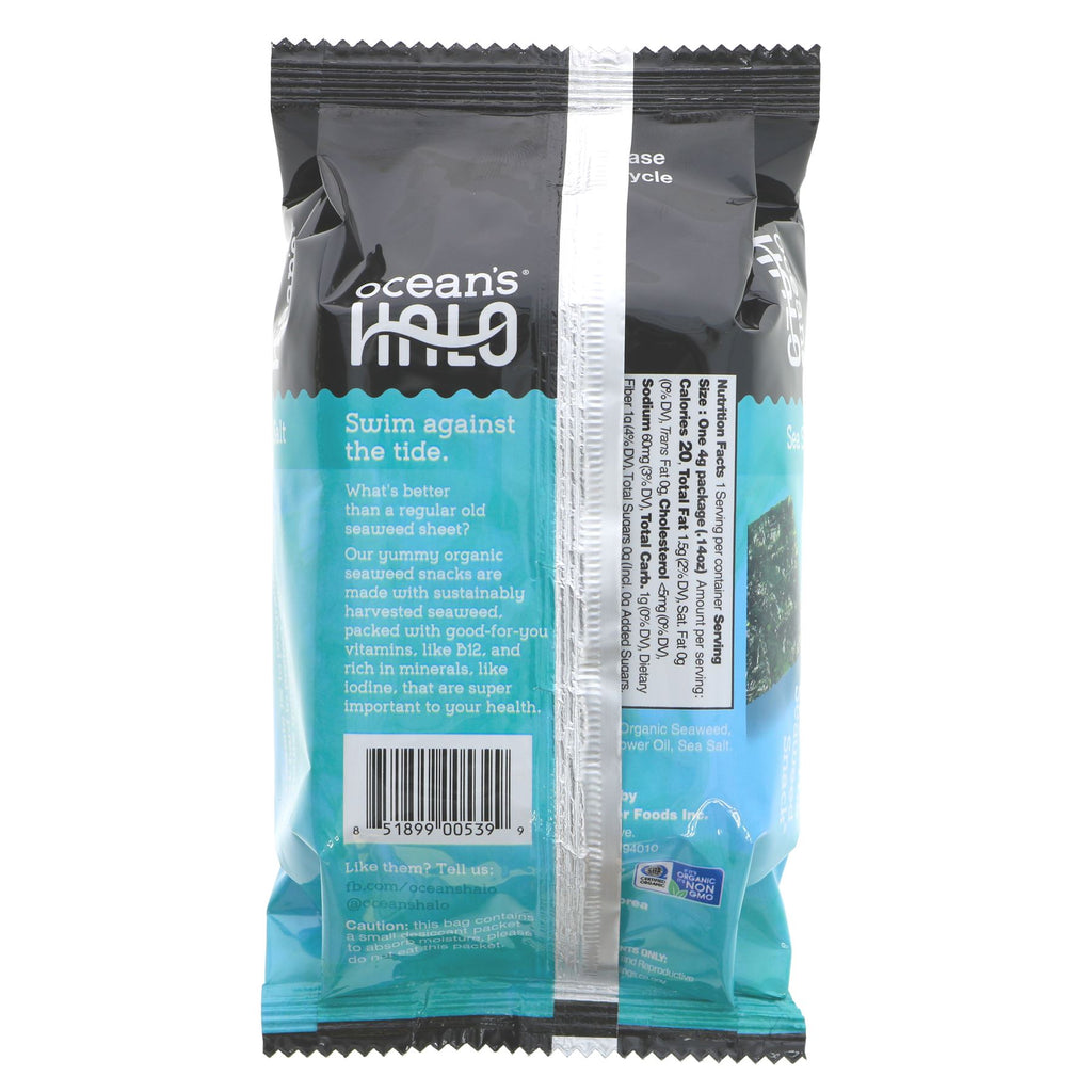 Ocean's Halo Sea Salt Seaweed - sustainably harvested, vitamin-rich & only 20 cals per pack. Gluten-free, Vegan. Perfect for sushi or snacking!