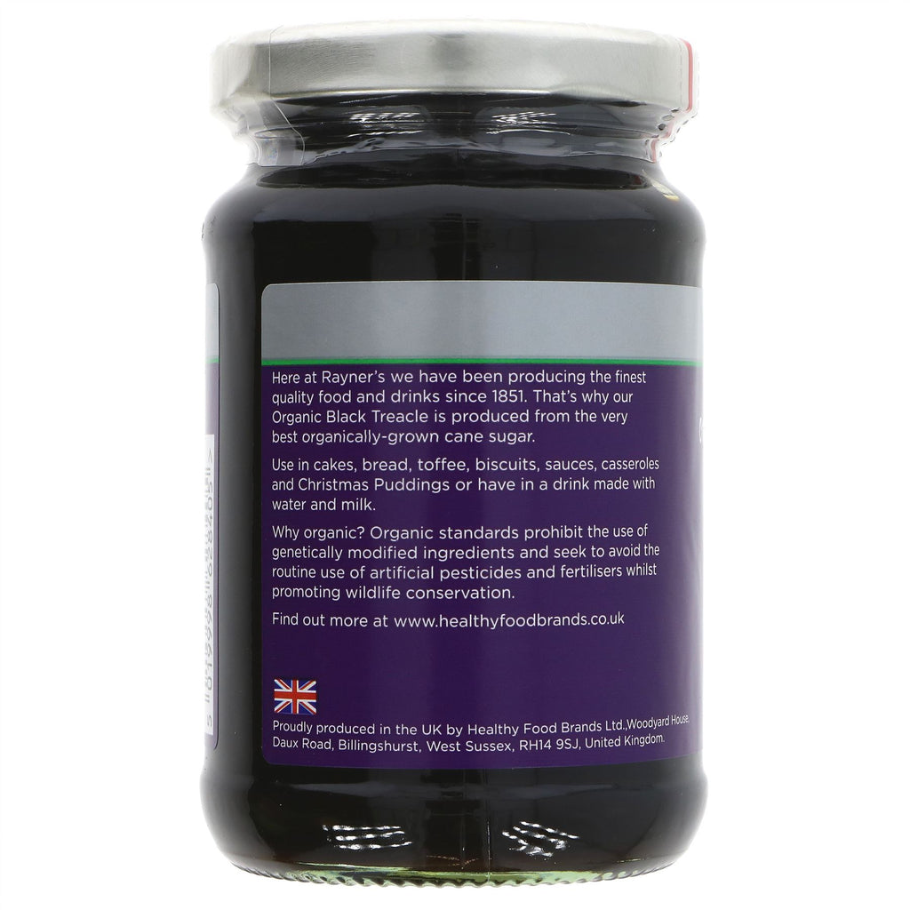 Organic Black Treacle: Vegan, Gluten-Free, Fairtrade, Perfect for Baking & Elevating Everyday Essentials. 340G by Rayner's.