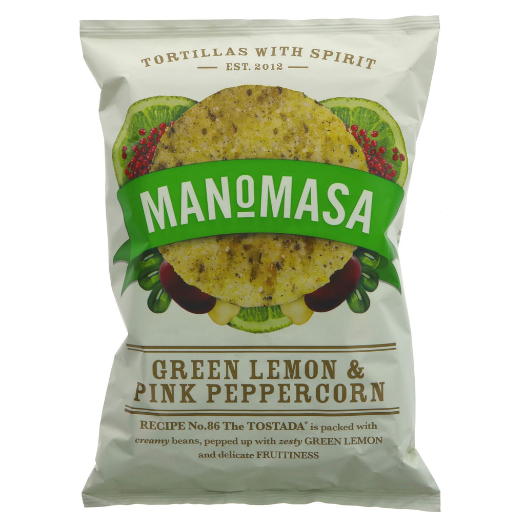 Manomasa | Green Lemon & Pink Peppercorn Tortilla Chips | 140G