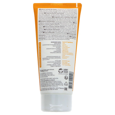 Weleda Sea Buckthorn Shower Cream - Refreshing & Nourishing. Packed with essential oils & perfect for vegan shower lovers.