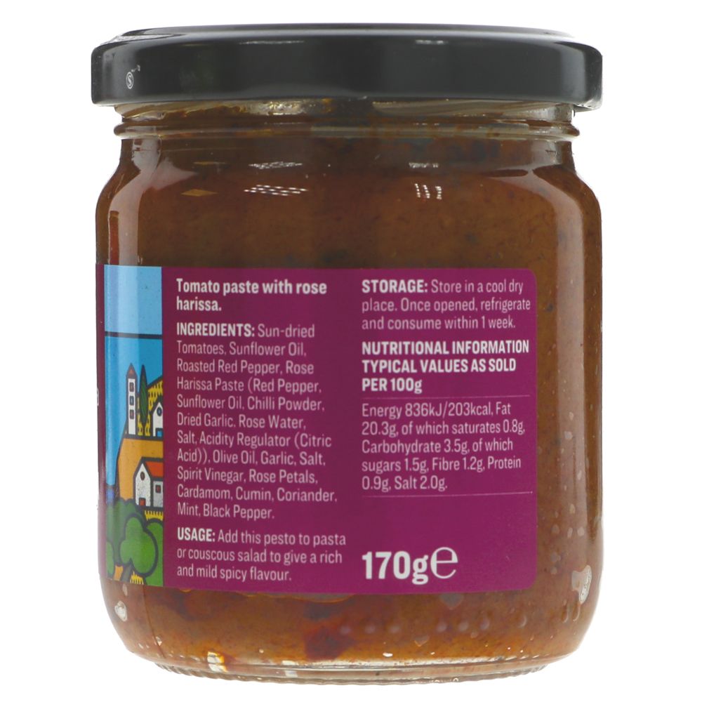 Cypressa's Rose Harissa Pesto: Spicy & Aromatic - Perfect for Middle Eastern Twist. Try with Pasta, Grilled Meats, or as Dip. No VAT Charged.