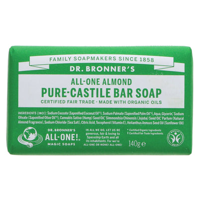 Dr Bronners | Almond Pure Castile Bar Soap | 140g