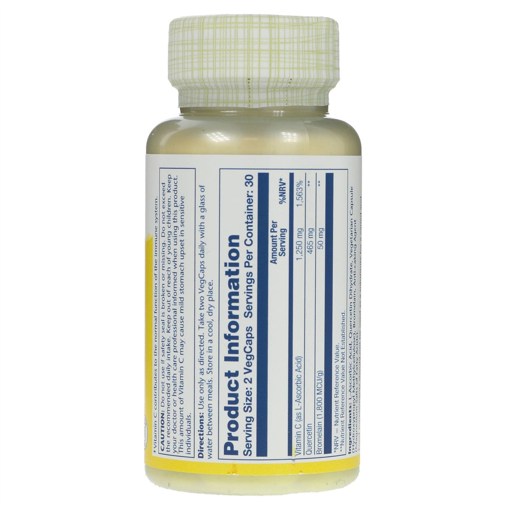 Solaray Quercetin Bromelain & Vit C Capsules - Gluten-Free & Vegan Formula with Bioflavonoids & Vitamin C for Health & Wellness.
