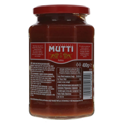 Mutti Olive Tomato Pasta Sauce - 100% Italian tomatoes, vegan with no added sugar. Perfect for pasta dishes or as a base for your own recipes.