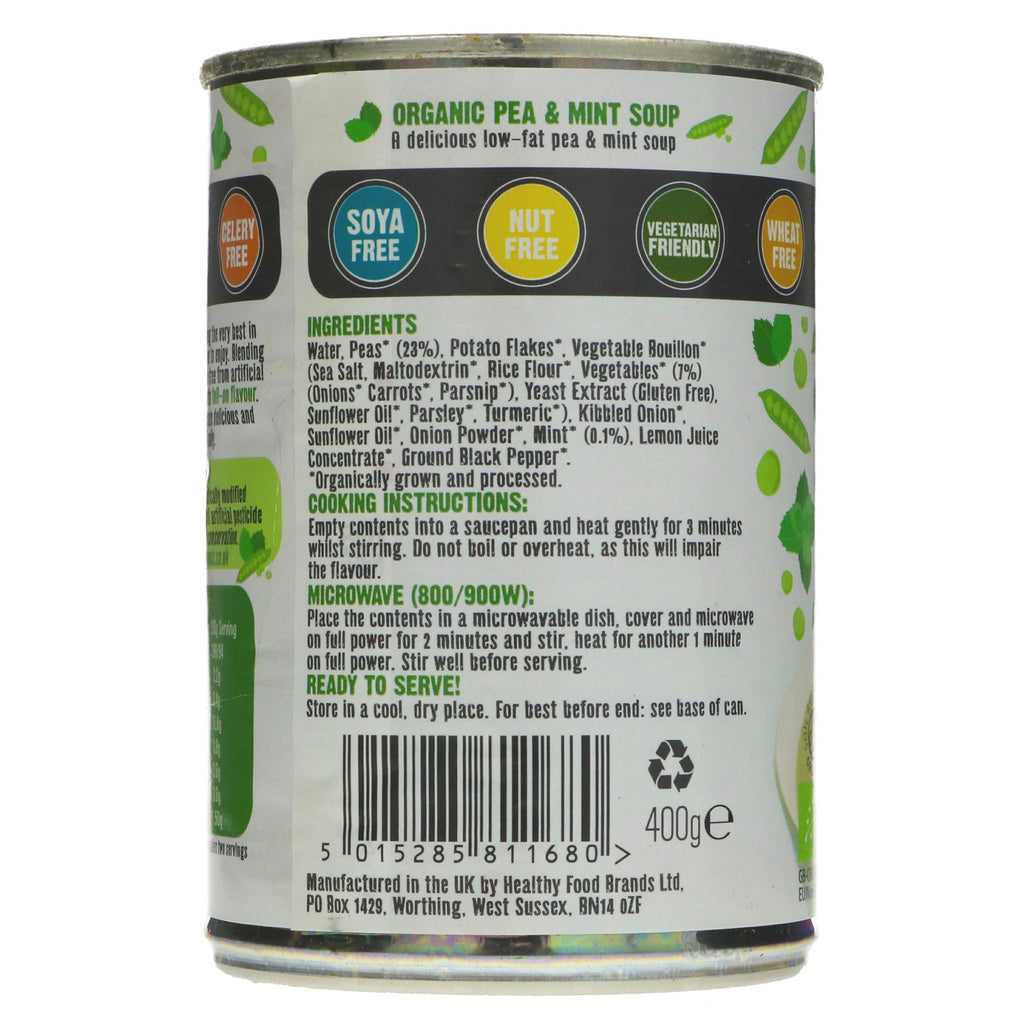 Organic Pea & Mint Soup - Gluten Free, Vegan. Indulge in deliciously healthy soup from Free & Easy.