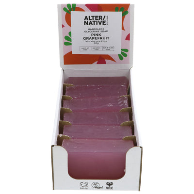 Refresh with Alter/native's Pink Grapefruit Glycerine Soap - vegan, cruelty-free, palm oil-free with a citrus zing.