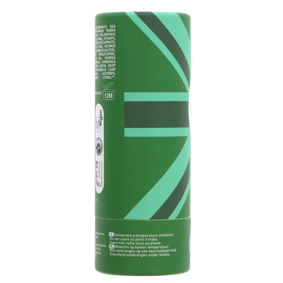 Organic, vegan soda deodorant in mint. 40g paper tube. Made with natural ingredients. Gentle on skin and the environment.