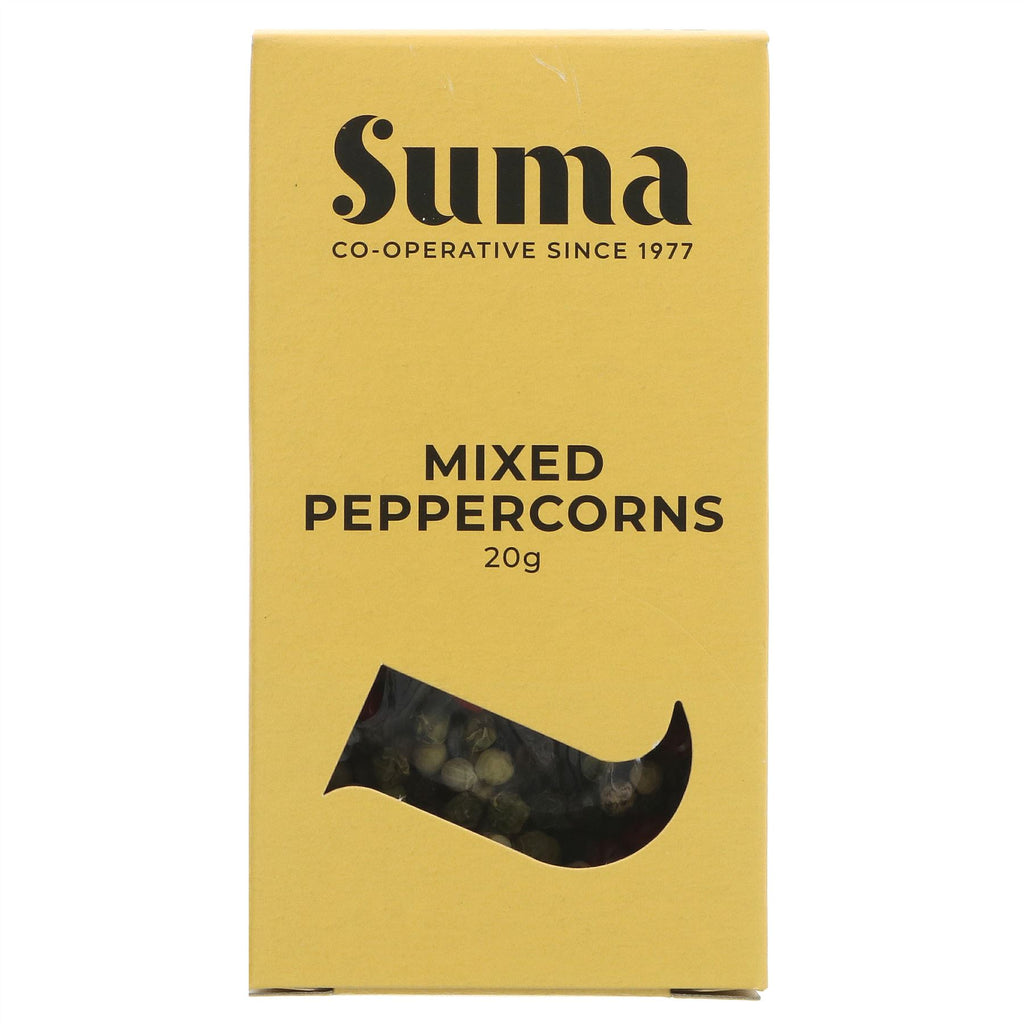 Suma Mixed Peppercorns - 20g | Vegan-friendly | Elevate your cooking game today! #sumaspices #veganfriendly #spiceupyourlife