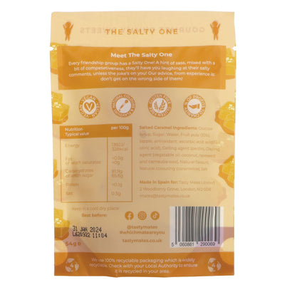 Tasty Mates Salty One Vegan Gummy Sweets | 54g | Gluten-Free | No Added Sugar | Recyclable Packaging