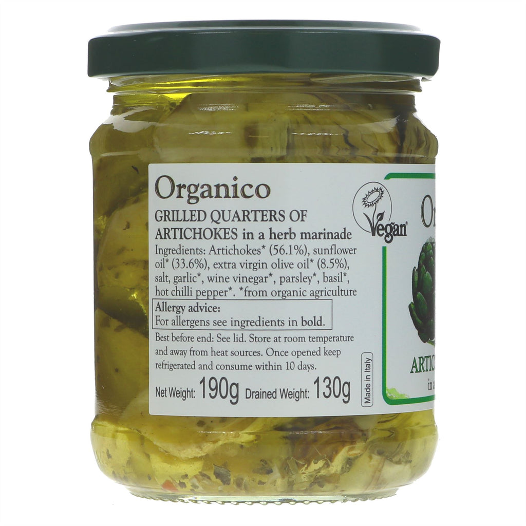 Organico's Fairtrade & Organic Artichoke Hearts. Add to salads, pasta, or enjoy as a snack. Vegan & sustainably sourced.