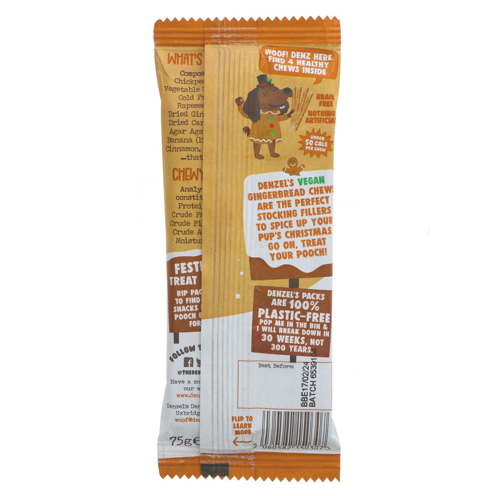 Christmas Dog Chew Gingerbread for dogs of all sizes. All-natural, gluten-free & vegan. Perfect festive snack or topper for their food.