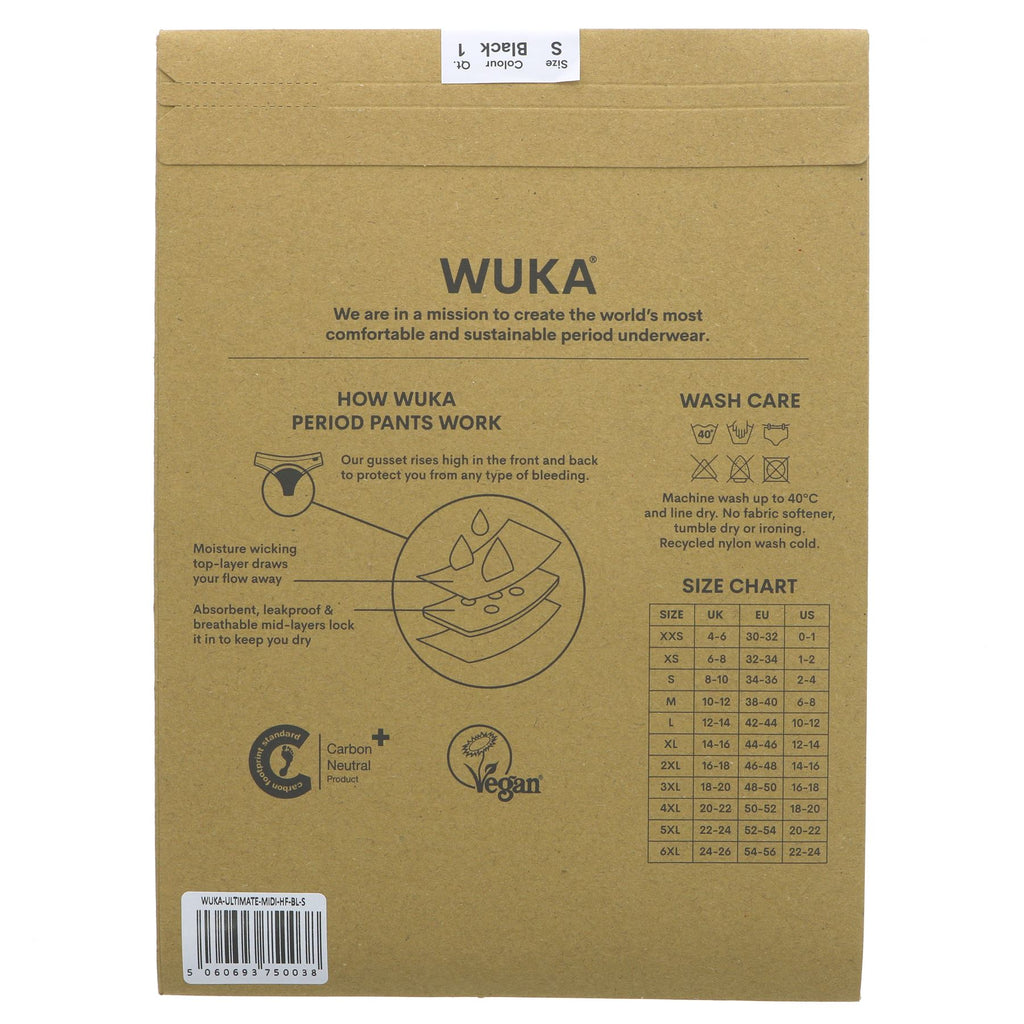 Wuka Ultimate Heavy Flow S - Eco-Friendly, Holds 20ml Blood, Lasts up to 8 Hours, Saves 200 Tampons! Vegan, Midi Brief.