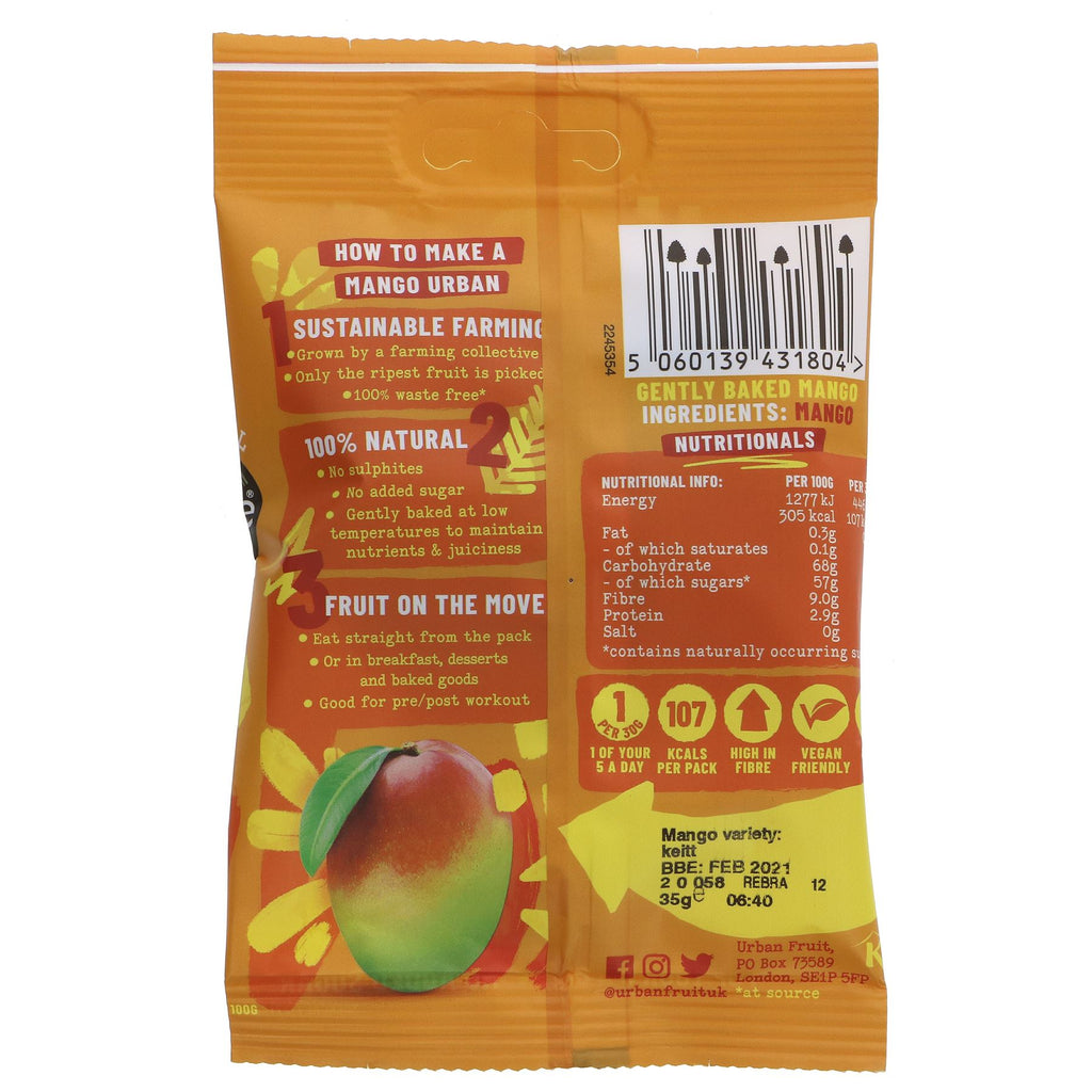 Urban Fruit Mango Snack Pack - Real Fruit, Gluten-Free, Vegan - Perfect for On-the-Go Snacking or Recipes - No VAT.