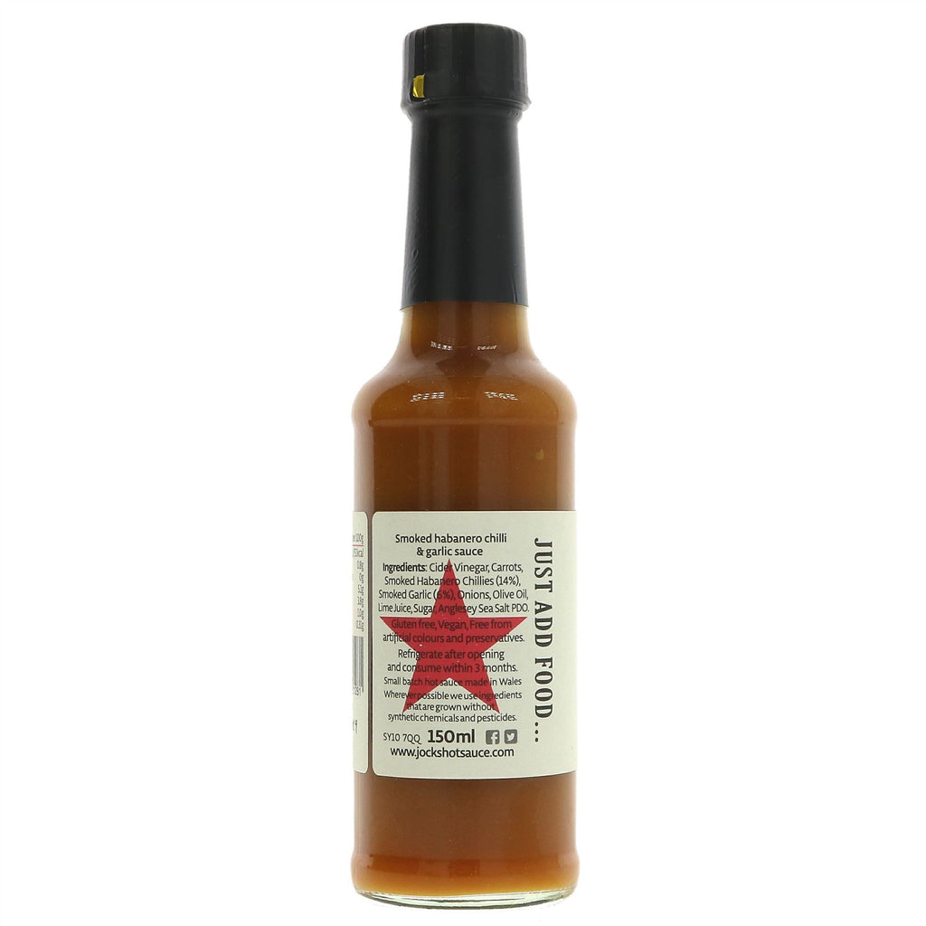 Vegan Smoked Habanero Chilli Sauce with no added sugar - perfect for enhancing flavor in everyday meals. Hand-made with local ingredients.