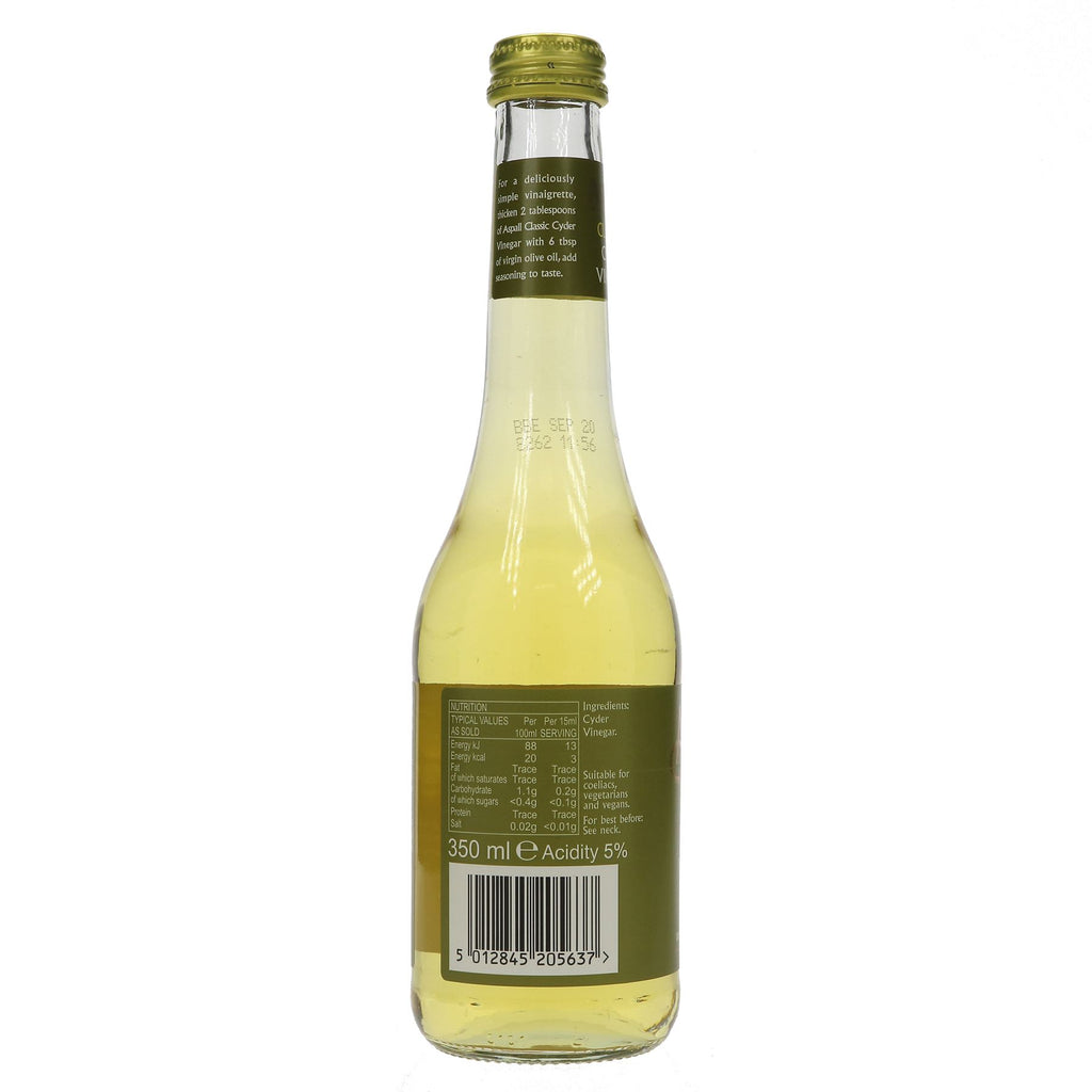 Aspall Organic Cyder Vinegar | 350ML | English apples | Vegan-friendly | Perfect for cooking, dressings & marinades.