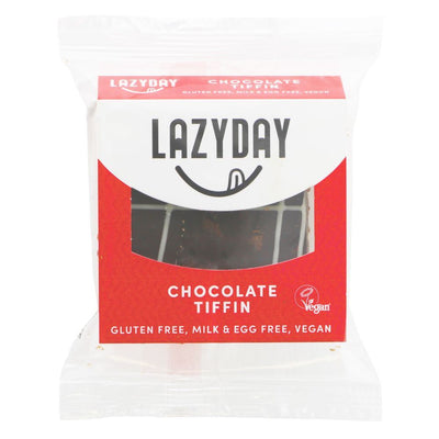 Indulge in Lazy Day's Chocolate Tiffin, a delicious treat that is Fairtrade, Gluten Free, and Vegan. Made without gluten, wheat, egg, milk, and nuts, it's perfect for those with dietary restrictions. Enjoy it on its own or pair it with your favorite hot beverage for a delightful snack.