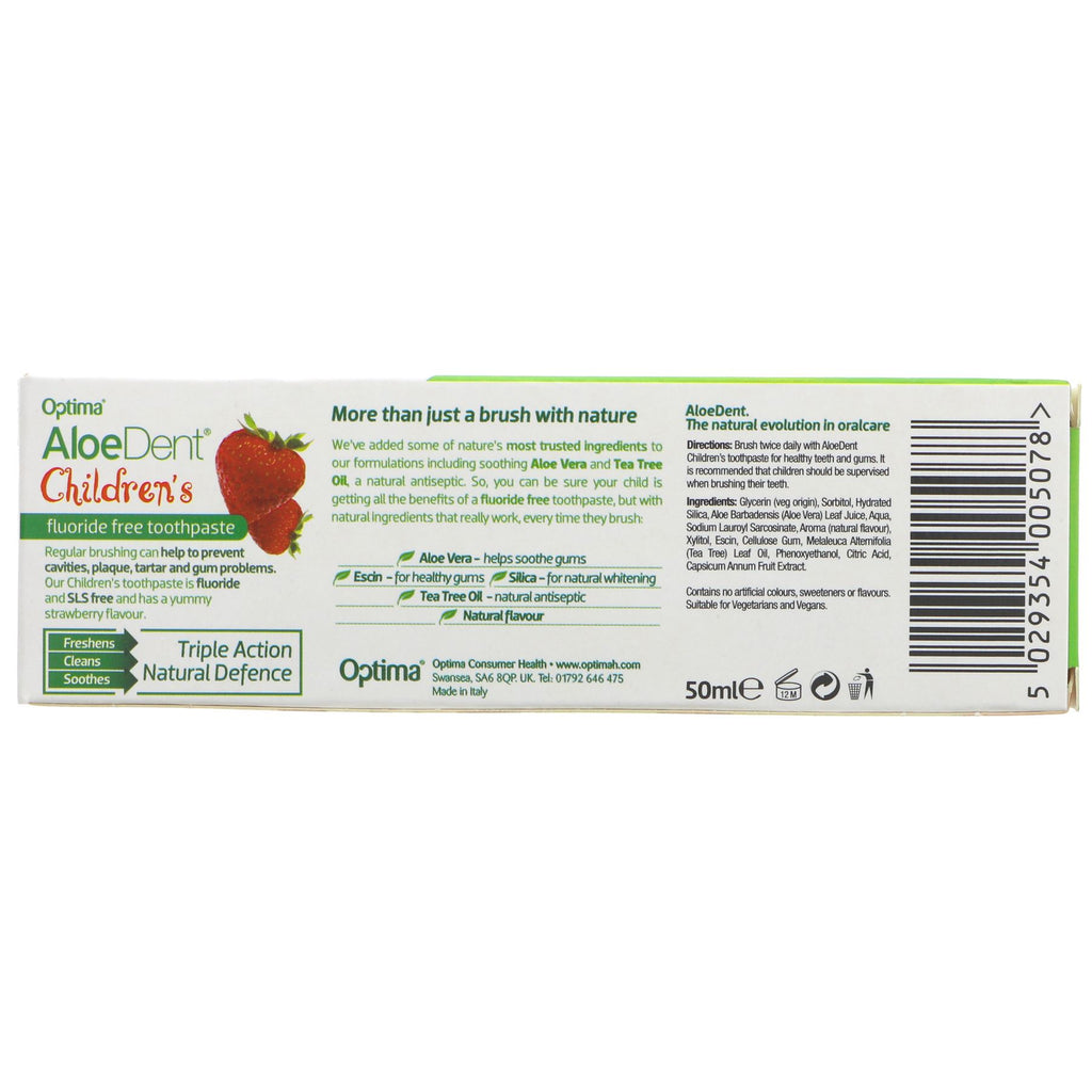 Vegan Aloe Vera Children's Toothpaste - Strawberry Flavour | 50ml | Fun & Delicious Brushing Experience