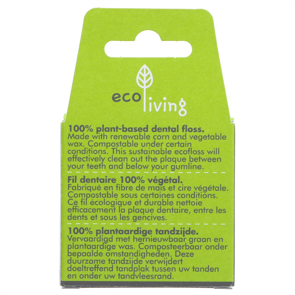 Eco-friendly & vegan dental floss made from plant-based materials with 80% fewer greenhouse gases. 50m bobbin.