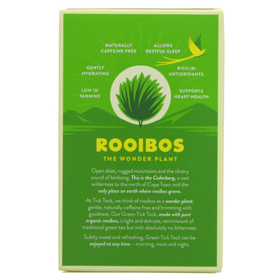 Tick Tock Green Rooibos | Organic, Vegan | Refreshing tea with antioxidants | 40 bags | No VAT added | Superfood Market