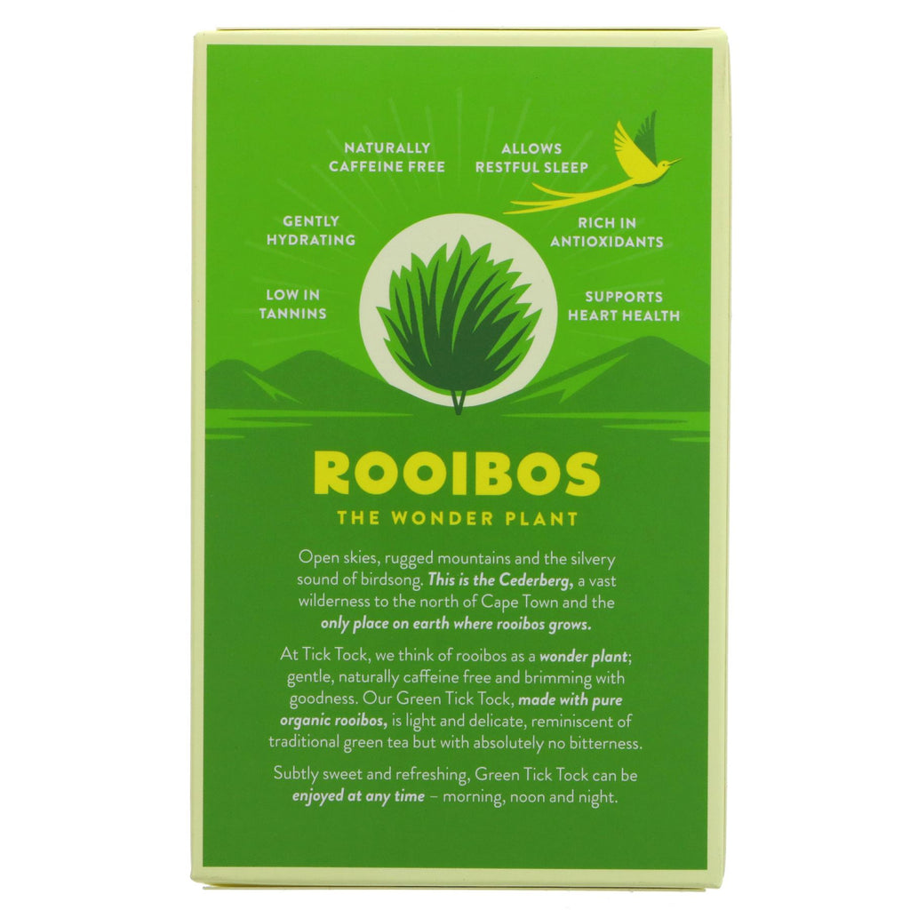 Tick Tock Green Rooibos | Organic, Vegan | Refreshing tea with antioxidants | 40 bags | No VAT added | Superfood Market