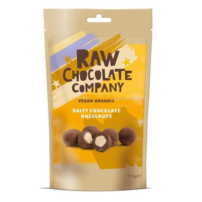 Organic, vegan Salty Chocolate Hazelnuts by The Raw Chocolate Co. Raw chocolate covered for a deliciously guilt-free treat.