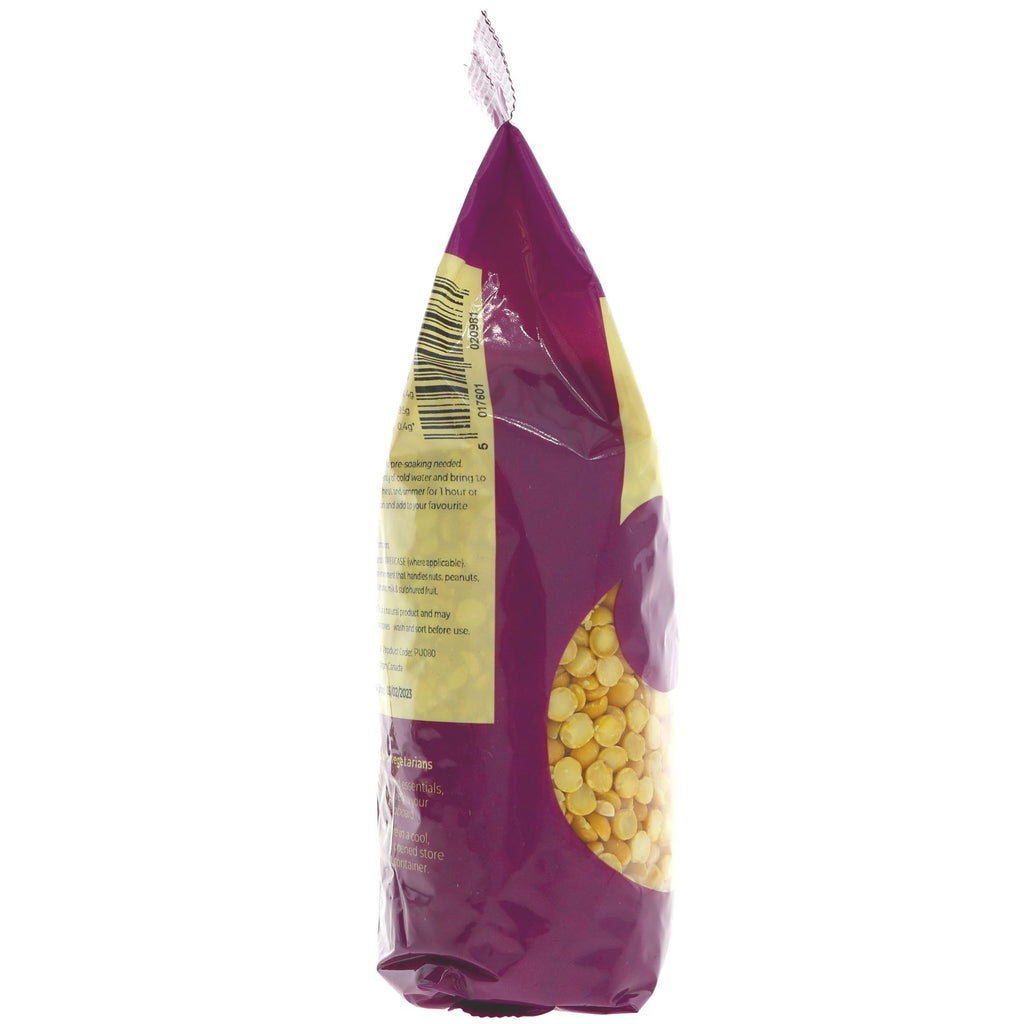 Suma's Yellow Split Peas: Versatile, nutritious, vegan-friendly, and perfect for soups or salads. 500g pack.