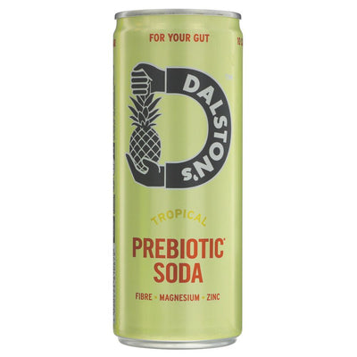 Indulge in the refreshing taste of Dalston's Tropical Prebiotic Soda. This gluten-free & vegan beverage is bursting with tropical flavors. Perfect for sipping on its own or adding a tropical twist to your favorite recipes. Quench your thirst with this deliciously healthy soda.