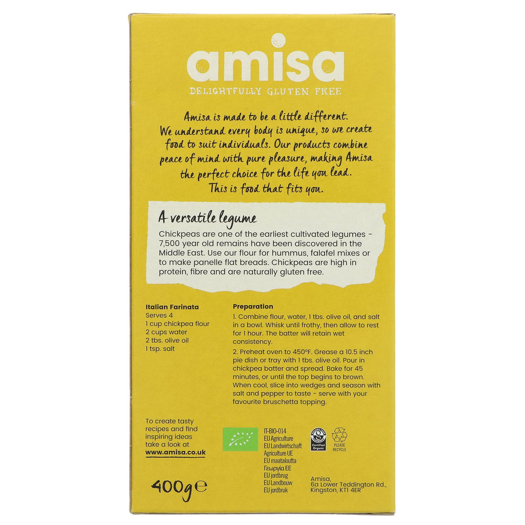 Amisa's Chickpea Flour: Gluten-free, organic, and vegan - perfect for all your baking and cooking needs! #SuperfoodMarket