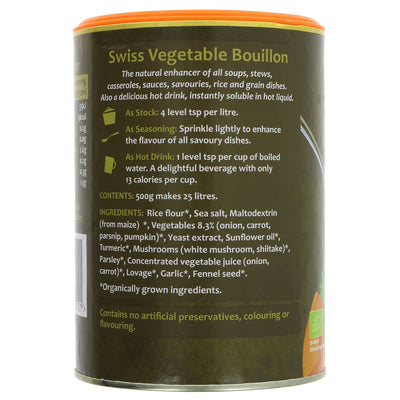 Organic Bouillon Reduced Salt - Delicious, healthy and vegan flavor enhancer for soups, stews, casseroles, sauces, rice dishes and hot drinks.