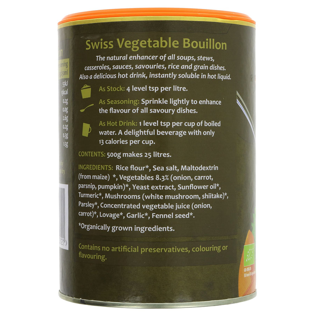 Organic Bouillon Reduced Salt - Delicious, healthy and vegan flavor enhancer for soups, stews, casseroles, sauces, rice dishes and hot drinks.