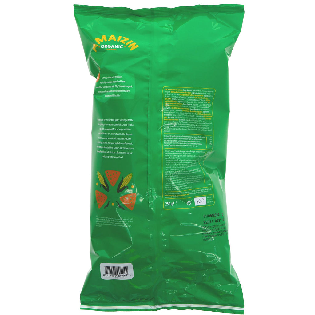 Amaizin's Natural Corn Chips: Crunchy, Organic, Gluten-Free & Vegan. Made with Sustainable Palm Oil. 250g Value Bag.