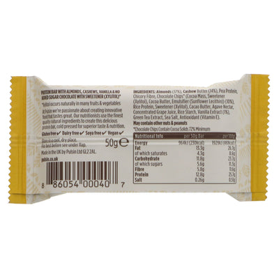 Pulsin Vanilla Choc Chip Protein Bar - Gluten-free & vegan, perfect guilt-free snack. #ProteinBoosters #SnackBars #GlutenFree