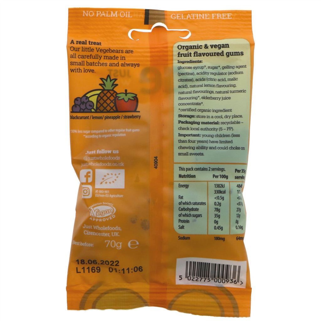 Organic vegan sour candy with no added sugar! Gluten-free, recyclable packaging, perfect guilt-free snack.