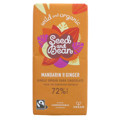 Organic Seed & Bean Company | 72% Dark Choc,mandarin &ginger | 75g