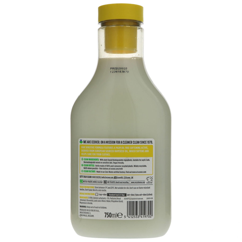 Ecover Fabric Softener - Gardenia & Vanilla | Vegan & Palm Oil-Free Formula | 750ml