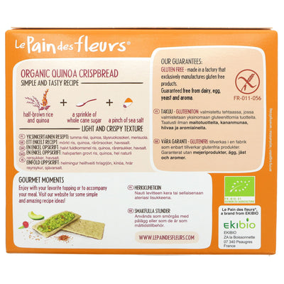 Gluten-free, organic, vegan Quinoa Crispbread by Le Pain Des Fleurs perfect for snacking and dipping! No VAT charged.