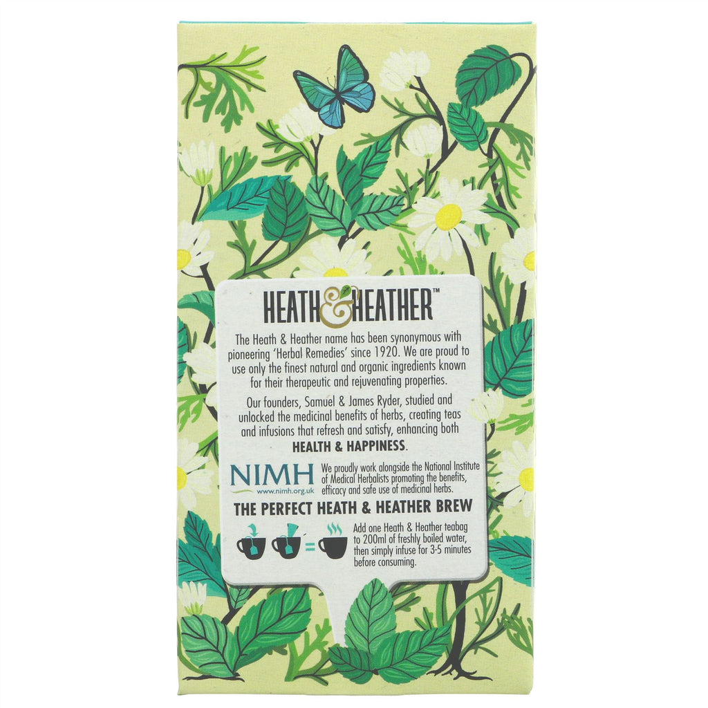 Heath And Heather Camomile & Spearmint Tea - 20 Bags, Organic & Vegan with string & tag. Relaxing or refreshing start to your day.