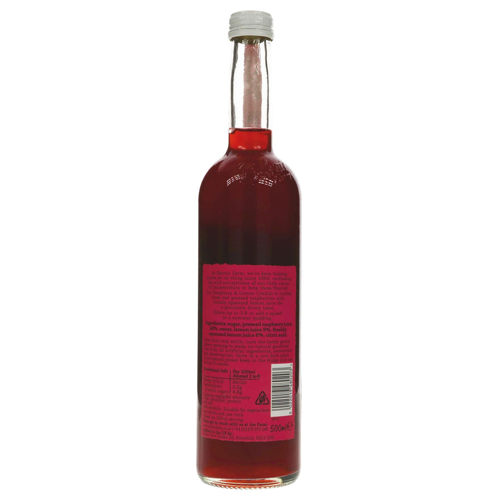 Belvoir Raspberry and Lemon Cordial - Sweet and tangy, made with pressed raspberry and fresh lemon juice, gluten-free and vegan.